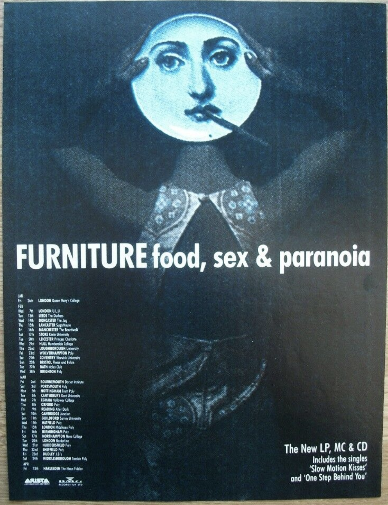 Food, Sex & Paranoia UK tour poster, 1990